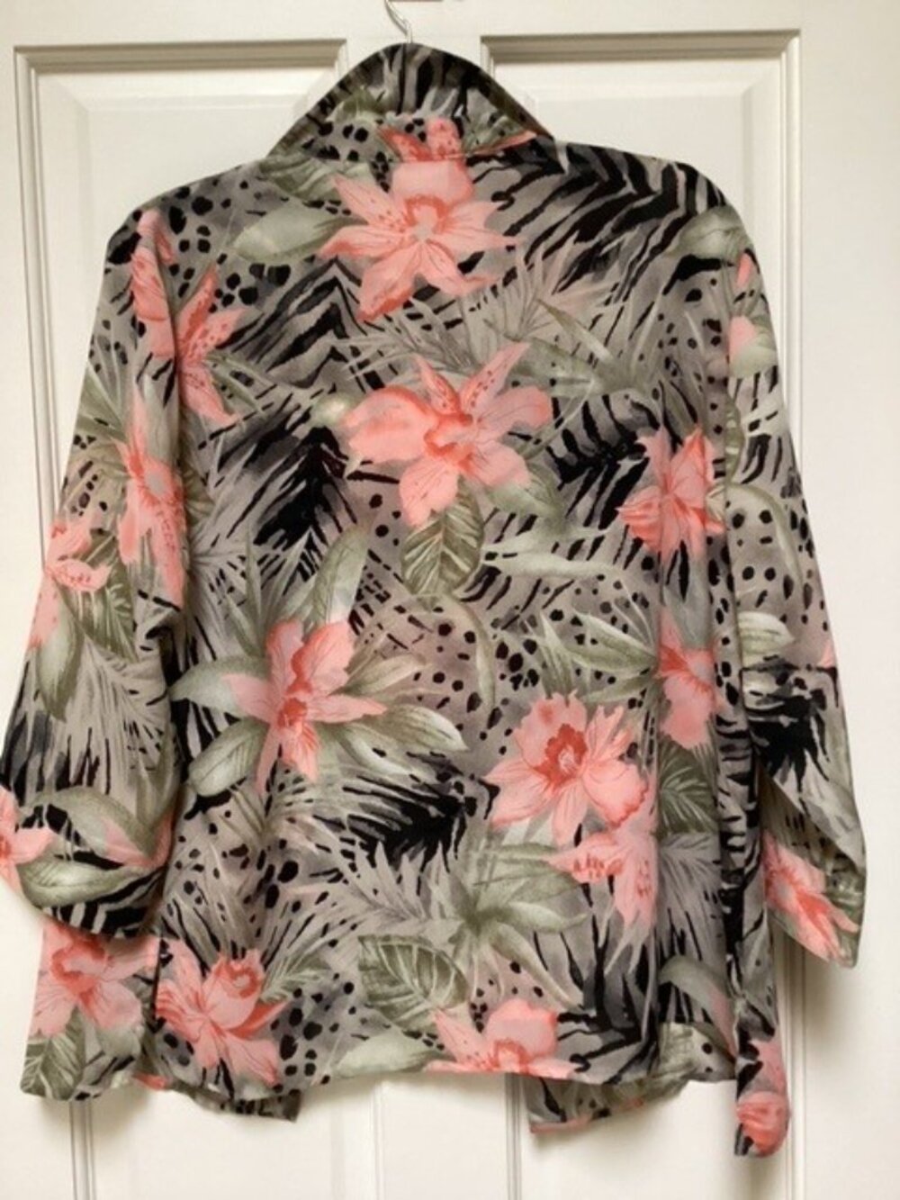 Covington 2 piece, peach green black top, blouse and tank,  size XL